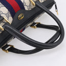 GUCCI GG Supreme Sherry Line Hand Bag PVC Navy Gold Tone 40 3842 Auth gh2396-7