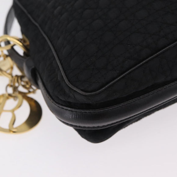 Christian Dior Canage Shoulder Bag Nylon Black Gold Tone Auth gh2397
