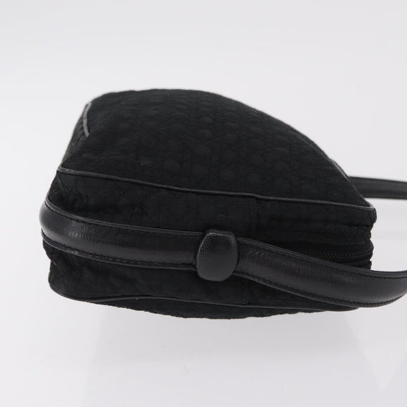 Christian Dior Canage Shoulder Bag Nylon Black Gold Tone Auth gh2397