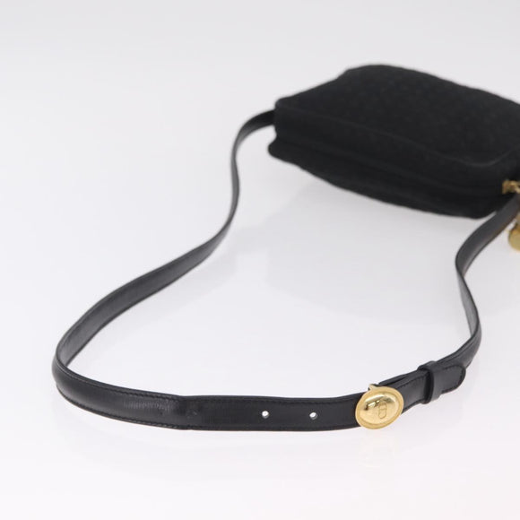 Christian Dior Canage Shoulder Bag Nylon Black Gold Tone Auth gh2397