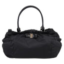 Salvatore Ferragamo Vala Tote Bag Nylon Black Gold Tone Auth gh2398A-2