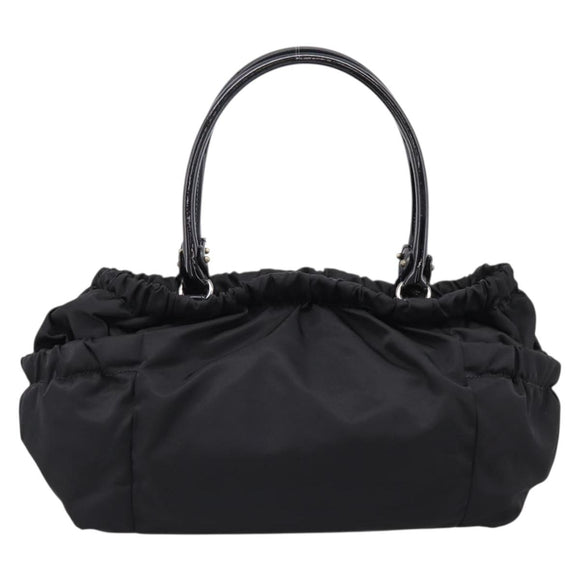 Salvatore Ferragamo Vala Tote Bag Nylon Black Gold Tone Auth gh2398A
