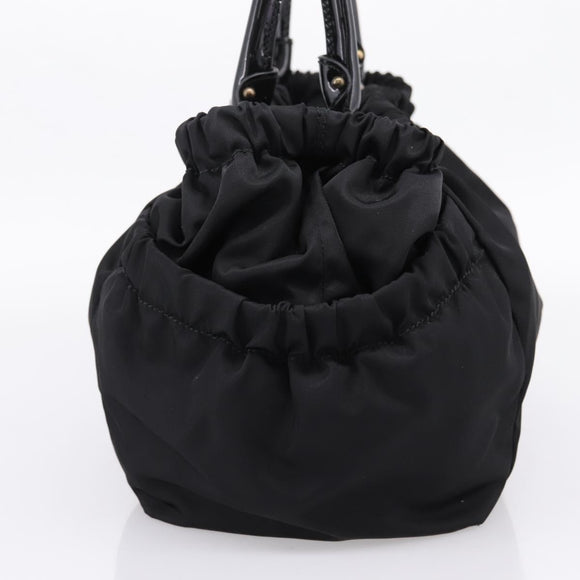 Salvatore Ferragamo Vala Tote Bag Nylon Black Gold Tone Auth gh2398A