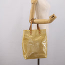 LOUIS VUITTON Monogram Vernis Reade MM Hand Bag Beige M91141 LV Auth gh2399-22