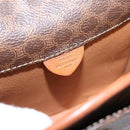 CELINE Macadam Shoulder Bag PVC Brown Gold Tone Auth gh2400-12