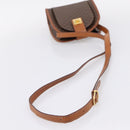 CELINE Macadam Shoulder Bag PVC Brown Gold Tone Auth gh2400-7