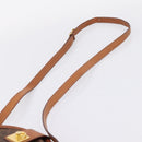 CELINE Macadam Shoulder Bag PVC Brown Gold Tone Auth gh2400-8