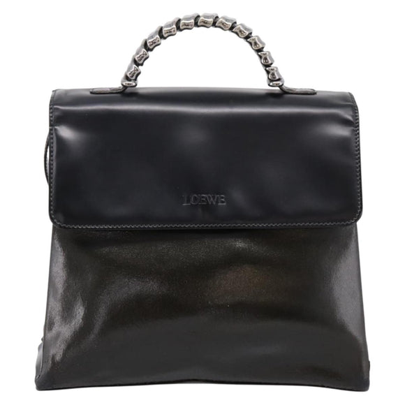 LOEWE Velazquez Hand Bag Leather 2way Green Silver Auth gh2401