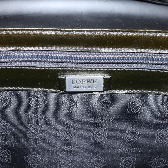 LOEWE Velazquez Hand Bag Leather 2way Green Silver Auth gh2401