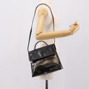 LOEWE Velazquez Hand Bag Leather 2way Green Silver Auth gh2401-29
