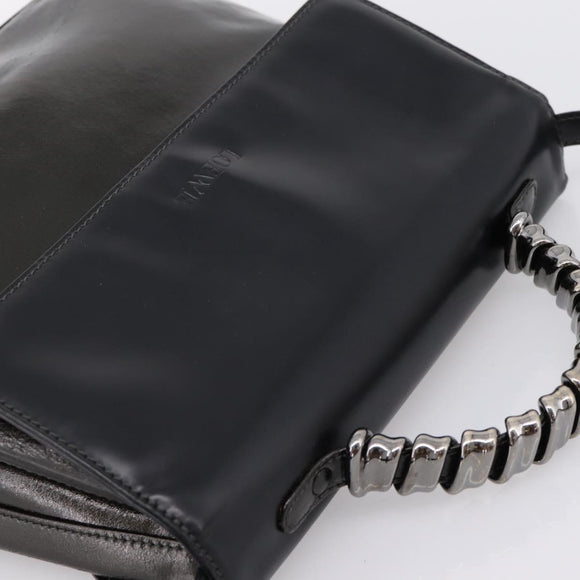 LOEWE Velazquez Hand Bag Leather 2way Green Silver Auth gh2401