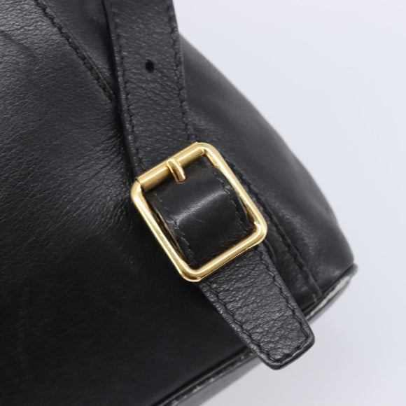 GUCCI Bamboo Backpack Leather Black Gold Tone 003 2034 0030 Auth gh2404