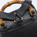 GUCCI Bamboo Backpack Leather Black Gold Tone 003 2034 0030 Auth gh2404-10