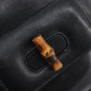 GUCCI Bamboo Backpack Leather Black Gold Tone 003 2034 0030 Auth gh2404-21