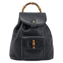 GUCCI Bamboo Backpack Leather Black Gold Tone 003 2034 0030 Auth gh2404-13