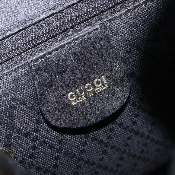 GUCCI Bamboo Backpack Leather Black Gold Tone 003 2034 0030 Auth gh2404