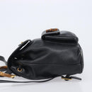 GUCCI Bamboo Backpack Leather Black Gold Tone 003 2034 0030 Auth gh2404-4