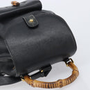GUCCI Bamboo Backpack Leather Black Gold Tone 003 2034 0030 Auth gh2404-6