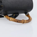 GUCCI Bamboo Backpack Leather Black Gold Tone 003 2034 0030 Auth gh2404-7
