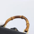 GUCCI Bamboo Backpack Leather Black Gold Tone 003 2034 0030 Auth gh2404-14