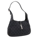 GUCCI GG Canvas Jackie Hand Bag Black 001 3735 Auth gh2405-1