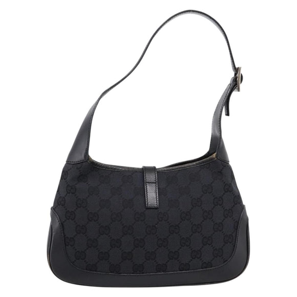 GUCCI GG Canvas Jackie Hand Bag Black 001 3735 Auth gh2405