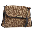 Christian Dior Trotter Canvas Shoulder Bag Brown Gold Tone Auth gh2408-1