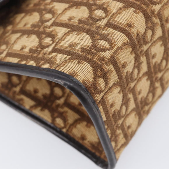 Christian Dior Trotter Canvas Shoulder Bag Brown Gold Tone Auth gh2408