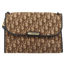 Christian Dior Trotter Canvas Shoulder Bag Brown Gold Tone Auth gh2408-13