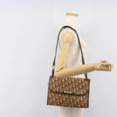 Christian Dior Trotter Canvas Shoulder Bag Brown Gold Tone Auth gh2408-27