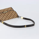 Christian Dior Trotter Canvas Shoulder Bag Brown Gold Tone Auth gh2408-7