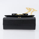 Salvatore Ferragamo Vala Chain Shoulder Bag Leather Black Gold Tone Auth gh2409-10