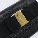 Salvatore Ferragamo Vala Chain Shoulder Bag Leather Black Gold Tone Auth gh2409-15
