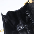 Salvatore Ferragamo Vala Chain Shoulder Bag Leather Black Gold Tone Auth gh2409-22