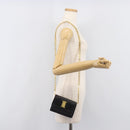 Salvatore Ferragamo Vala Chain Shoulder Bag Leather Black Gold Tone Auth gh2409-24