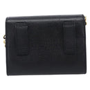 Salvatore Ferragamo Vala Chain Shoulder Bag Leather Black Gold Tone Auth gh2409-3