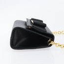 Salvatore Ferragamo Vala Chain Shoulder Bag Leather Black Gold Tone Auth gh2409-4