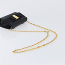 Salvatore Ferragamo Vala Chain Shoulder Bag Leather Black Gold Tone Auth gh2409-7