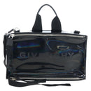 GIVENCHY Pandora Shoulder Bag Patent Black Silver Auth gh2410A-13