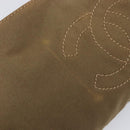 CHANEL Chain Shoulder Bag Canvas Leather Beige Gold CC Auth gh2415A-17