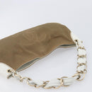 CHANEL Chain Shoulder Bag Canvas Leather Beige Gold CC Auth gh2415A-6