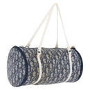Christian Dior Trotter Canvas Hand Bag Nylon Navy Silver Auth gh2416-1