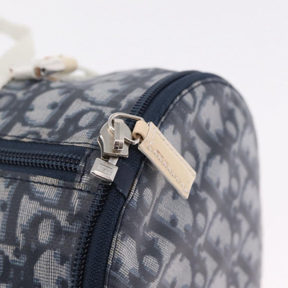 Christian Dior Trotter Canvas Hand Bag Nylon Navy Silver Auth gh2416