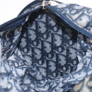 Christian Dior Trotter Canvas Hand Bag Nylon Navy Silver Auth gh2416-19