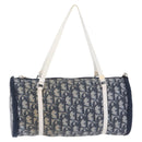Christian Dior Trotter Canvas Hand Bag Nylon Navy Silver Auth gh2416-2