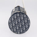 Christian Dior Trotter Canvas Hand Bag Nylon Navy Silver Auth gh2416-5