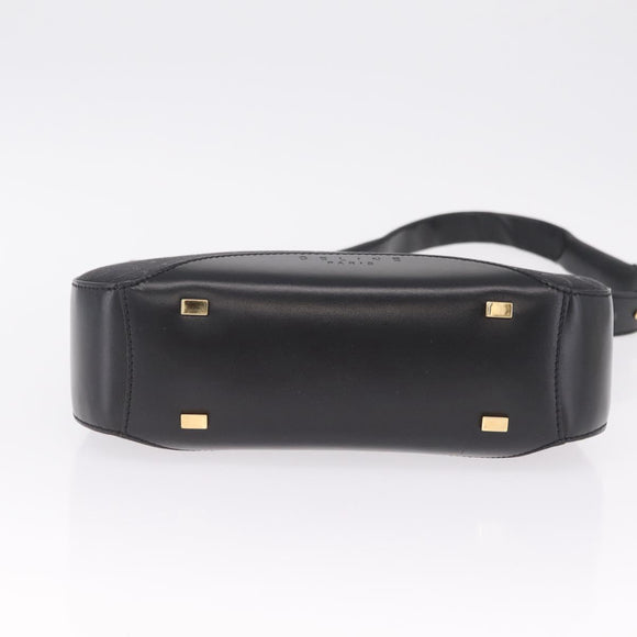 CELINE C Macadam Canvas Shoulder Bag Black Gold Auth gh2417V