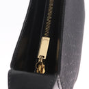 CELINE C Macadam Canvas Shoulder Bag Black Gold Auth gh2417V-16