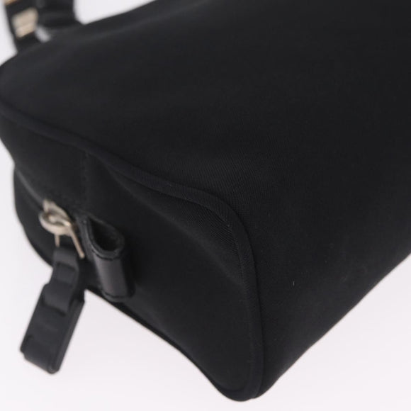 Salvatore Ferragamo Chain Shoulder Bag Canvas Black Silver Auth gh2418