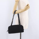 Salvatore Ferragamo Chain Shoulder Bag Canvas Black Silver Auth gh2418-21